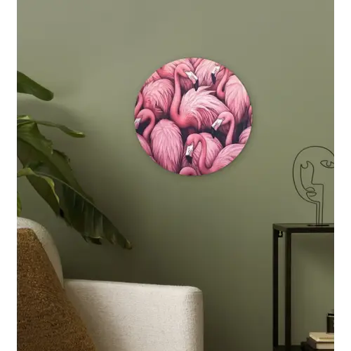 Flamingo - Roze - Dieren Wandcirkel plexiglas klein -sfeer3