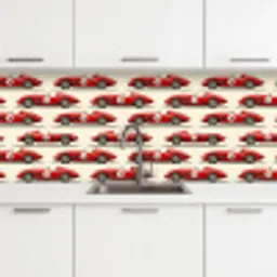 Raceauto - Retro - Rood keuken achterwand 2 middel 871 -3d