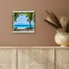Doorkijk - Boom - Zee - Palmboom - Heuvels - Strand - Blauw aluminium wit klein -sfeer4