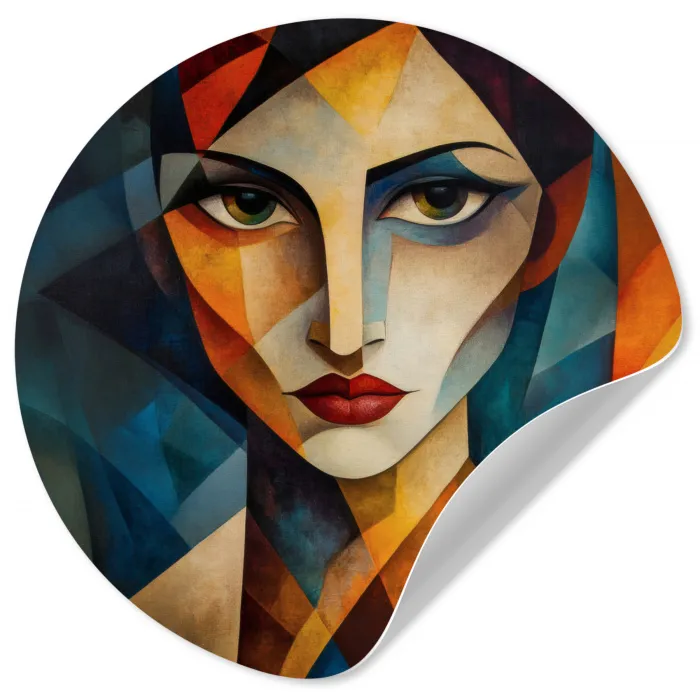 Portret - Abstract - Vormen Wandcirkel behangsticker klein -3d