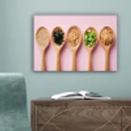 Ingrediënten - Lepels - Hout - Roze canvas 2cm klein -sfeer4