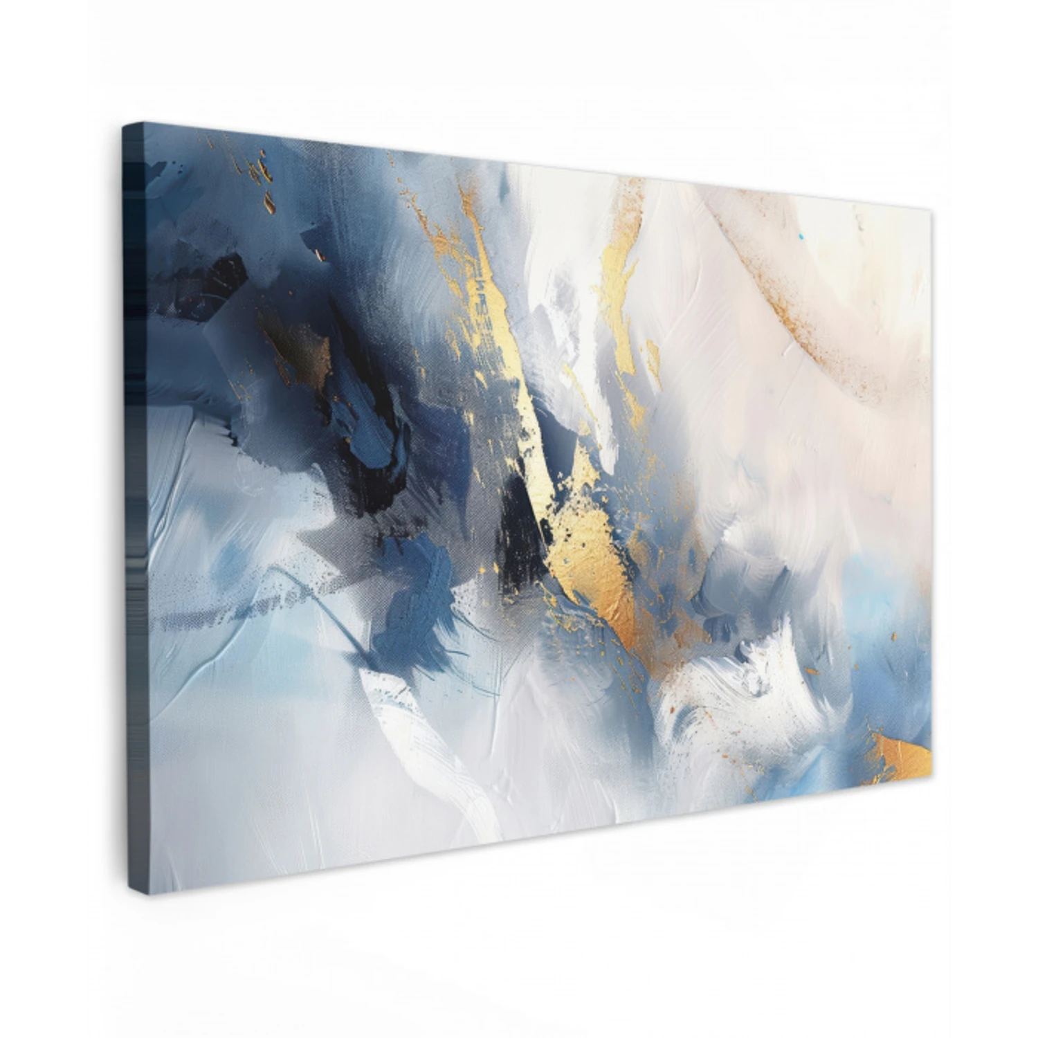 Blauw - Modern - Marmer - Abstract - Goud canvas 2cm klein -z3d