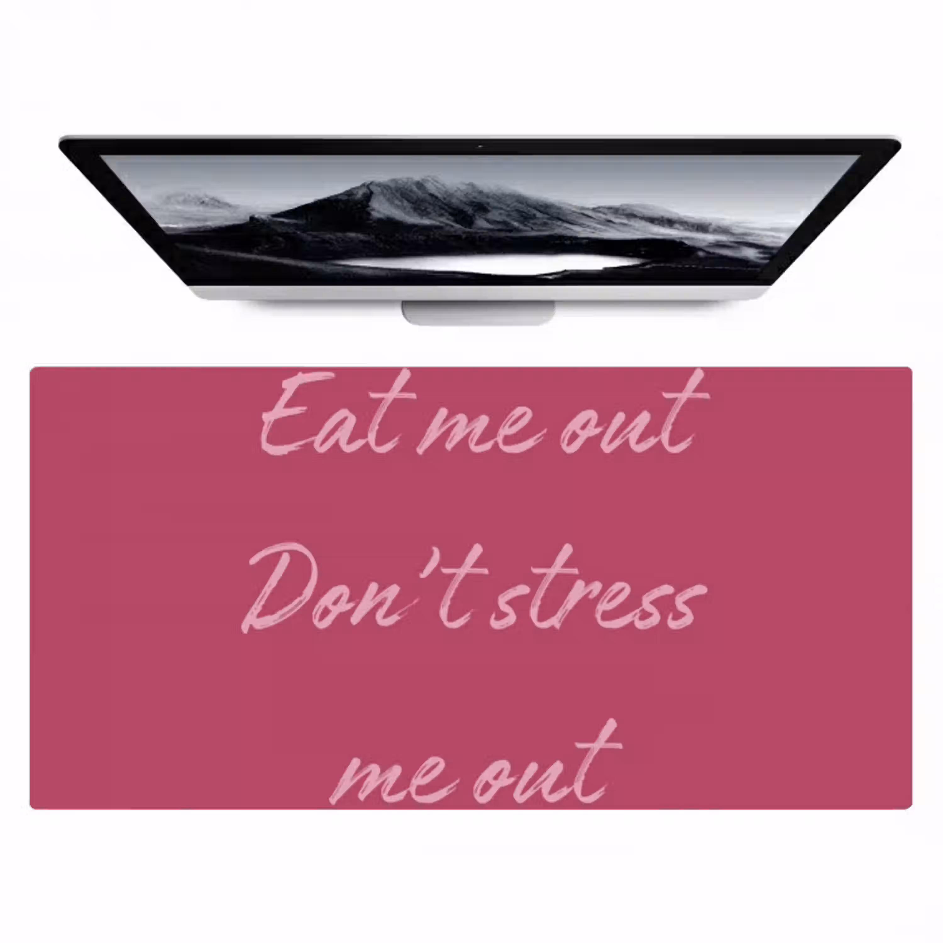 eat me out don't stress me out - Roze - Minimalistisch Muismat XXL klein -zzz3d