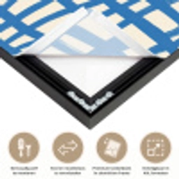 Ruitpatroon - Blauw - Crème Textielframe zwart klein 947 -USP_closeupNL