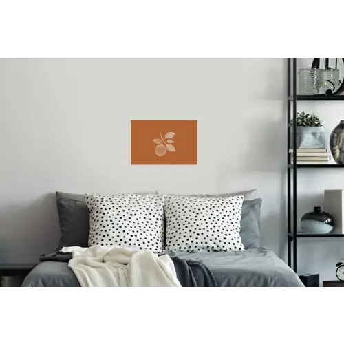 Sinaasappel - Getekend - Bladeren - Bruin Muursticker klein -slaapkamer