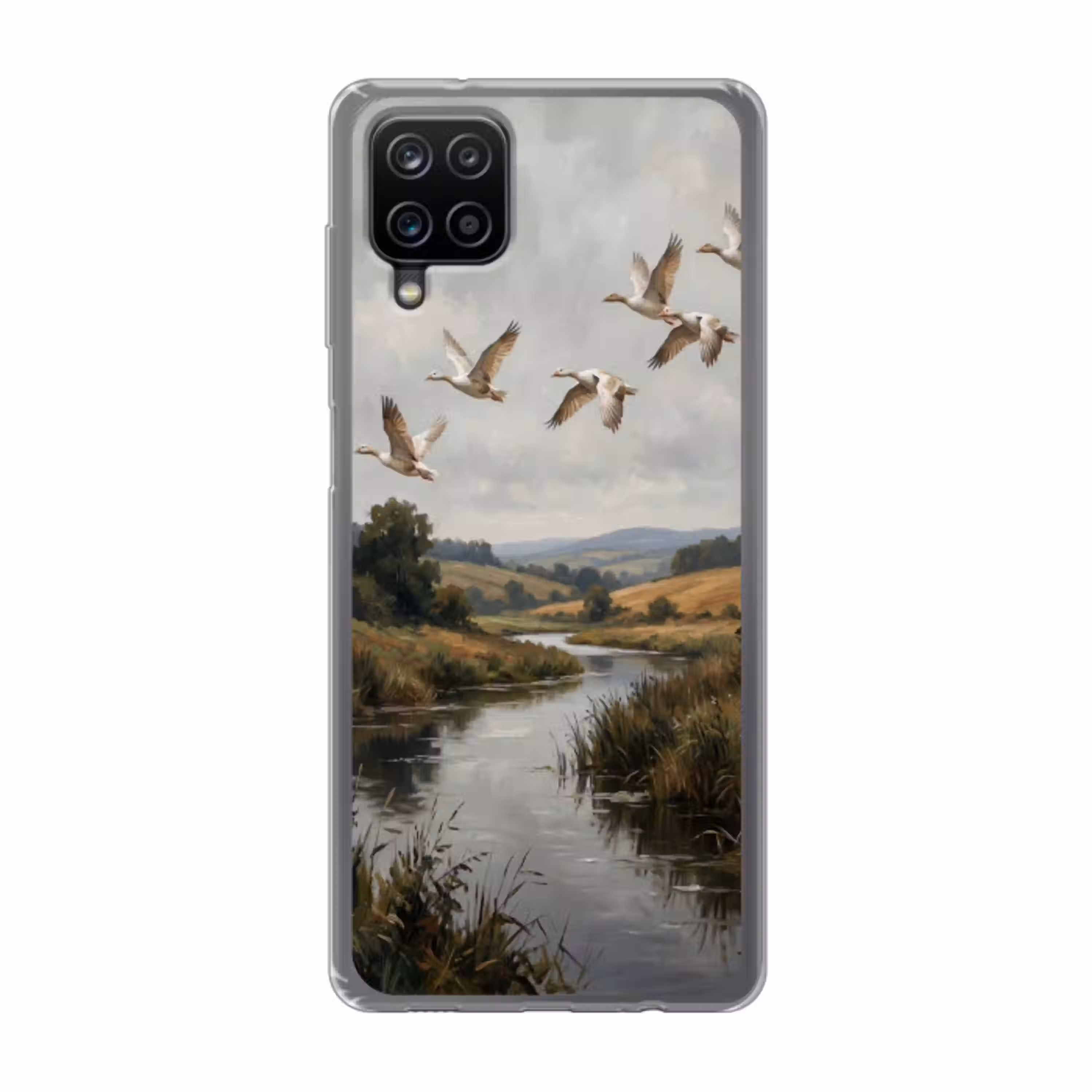 Eenden - Rivier - Landschap - Vlucht - Nostalgisch Telefoonhoesje Samsung Galaxy A12 klein -3d