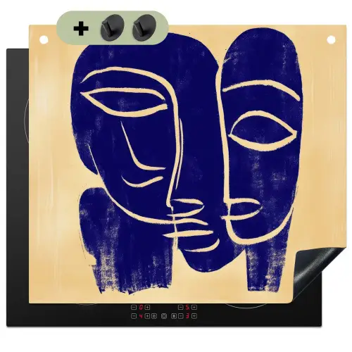 Okergeel - Blauw - Eenvoudige lijnen Inductie beschemer met haakjes middel -3d