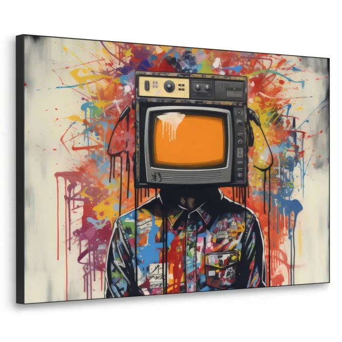 Televisie - Graffiti - Mens - Kleuren Textielframe zwart klein -3d