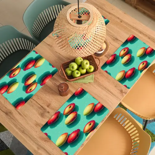 Appels - Water - Turquoise Placemat vinyl groot 368 -zzsfeer5_Kitchenyeah-website