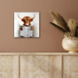Schotse Hooglander - Dier - Krant - Toilet aluminium wit klein -sfeer4