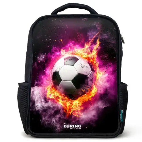 Voetbal in roze vuur explosie Rugzak - Zwart middel -3d