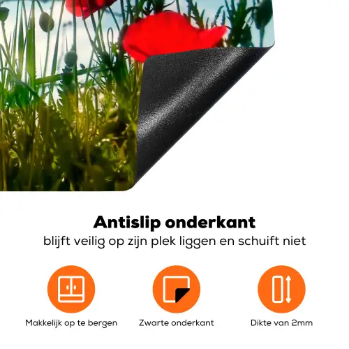 Zomerse Klaprozenpracht Inductie beschermer vinyl 3mm klein -zzzzzzz-td-onderkant