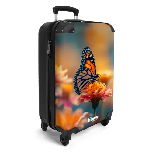 Vlinder op roze bloem NBS - Handbagage koffer - Unisex middel -productfoto_3d