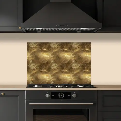 Palm - Waaier - Goud keuken achterwand spatscherm klein 900 -sfeer1