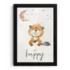 Quotes - Be happy - Kinderen - Maan - Bever - Waterverf fotolijst zwart zonder passe partout klein -3d