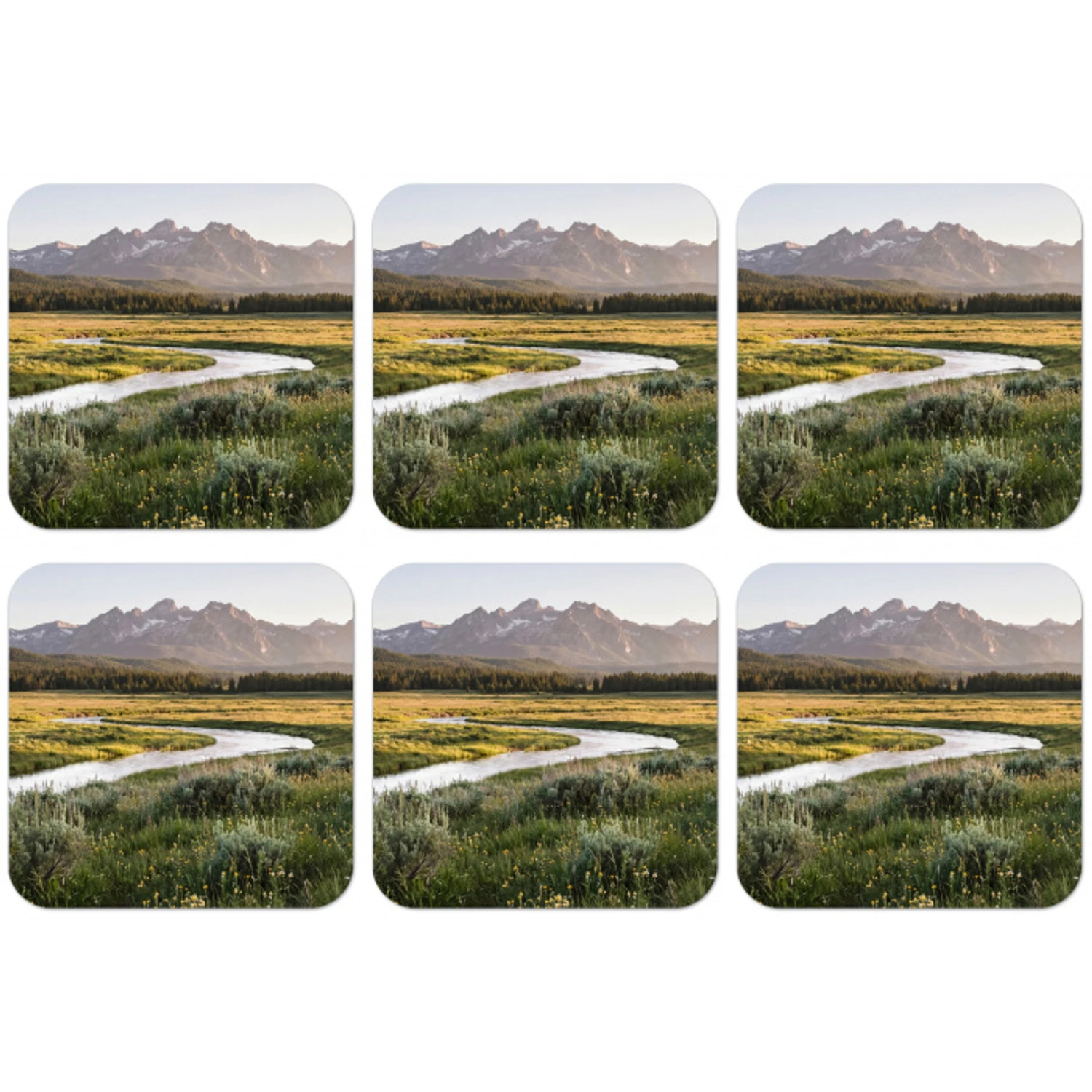 Berglandschap - Rivier - Bos onderzetter kurk middel -zkaufland3dotto