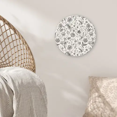 Classic - Black - White - Floral Wandcirkel kunststof plaat 5mm dik klein 188 -sfeer5