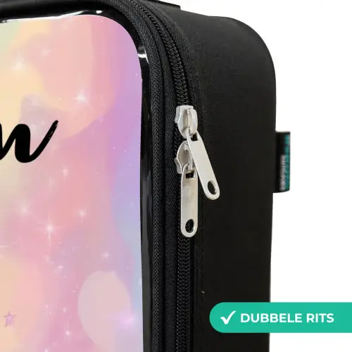 Eenhoorn - Glitters - Regenboog - Pastel Kinderkoffer - Zwart klein -rits_NL