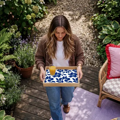 Floraal - Modern - Blauw Dienblad Rechthoek middel 911 -sfeer5