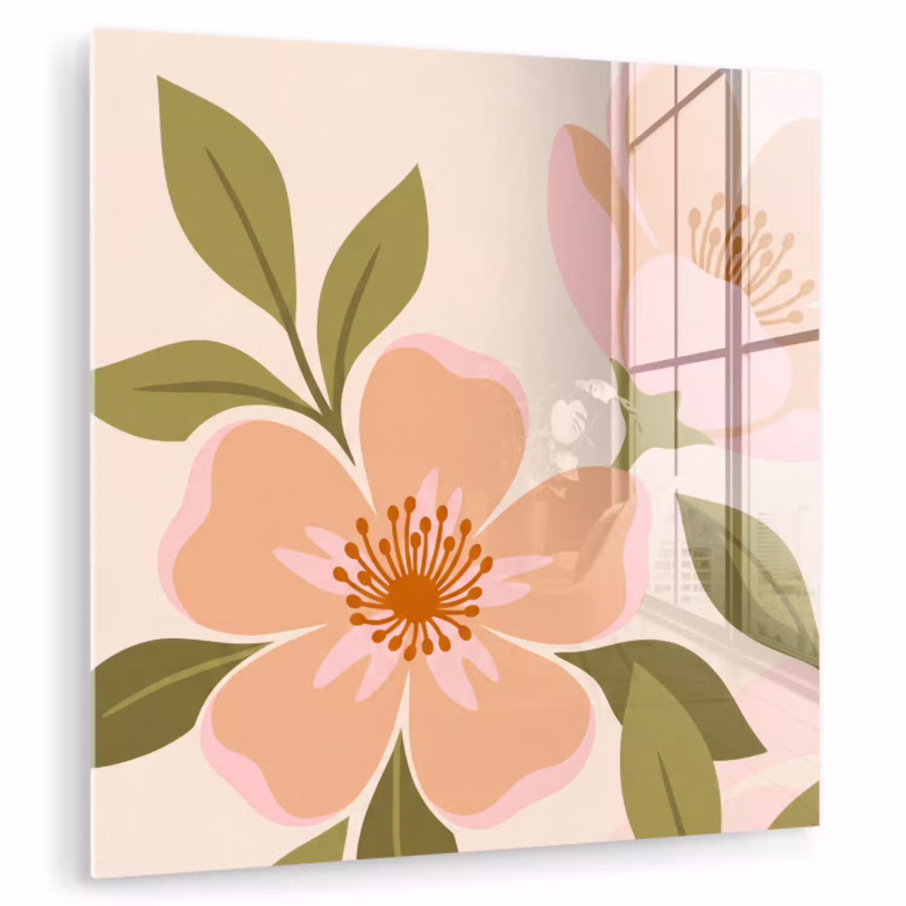 Grafisch - Bloemen - Roze plexiglas 5mm klein -zzzproduct_nieuw