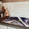 Marmer - Paars - Luxe - Marmerlook - Glitter Inductie beschermer vinyl 3mm klein -sfeer3