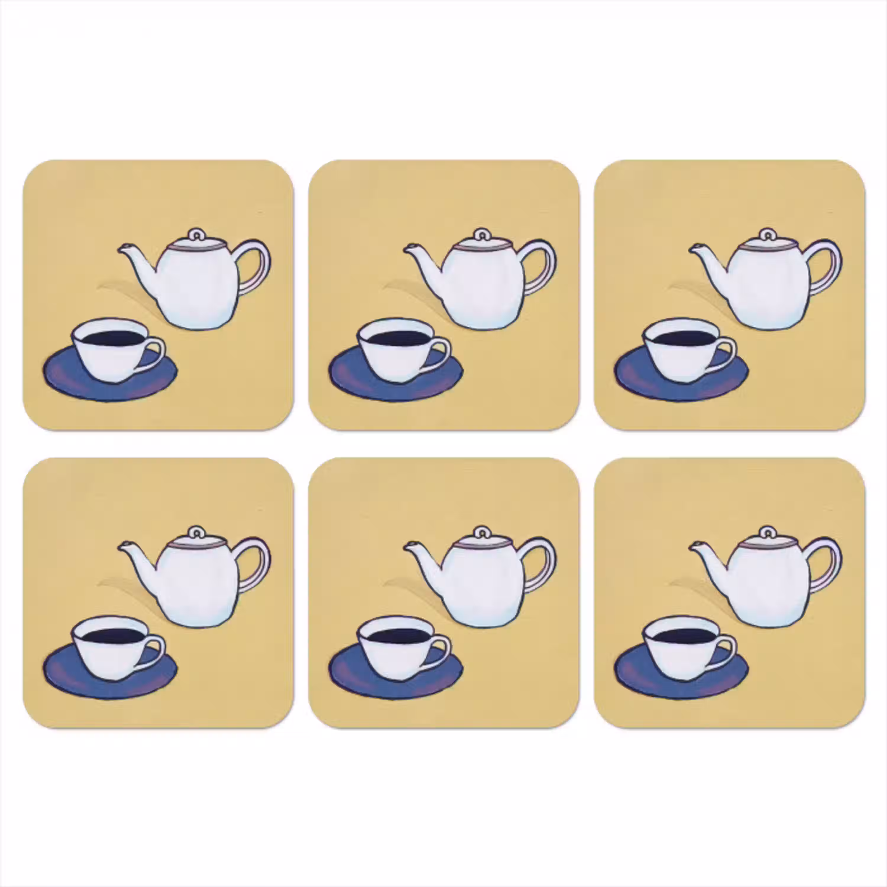 Theepot - Kopje - Beige - Illustratie onderzetter kurk middel -3d