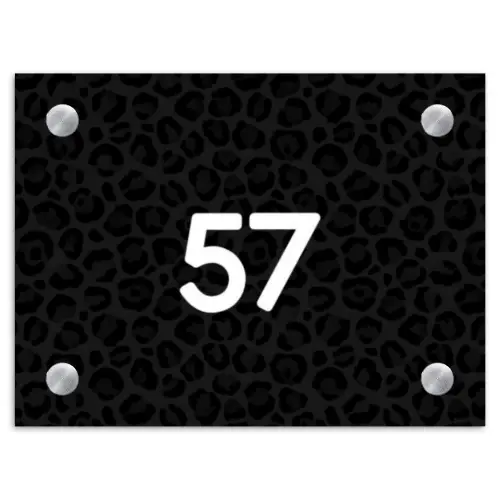 Zwart panterprint - Traditioneel Naambord Rechthoek middel -3d