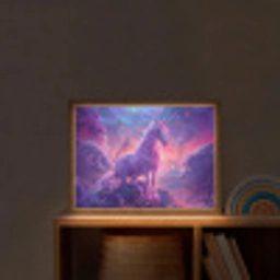 Eenhoorn - Fantasy - Kasteel - Meisje - Paars - Roze Light Box met batterij (Wandlamp kind) middel -sfeer1_kind