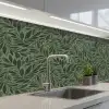Bladeren - Organisch - Groen keuken achterwand 2 middel 871 -3d_schuin