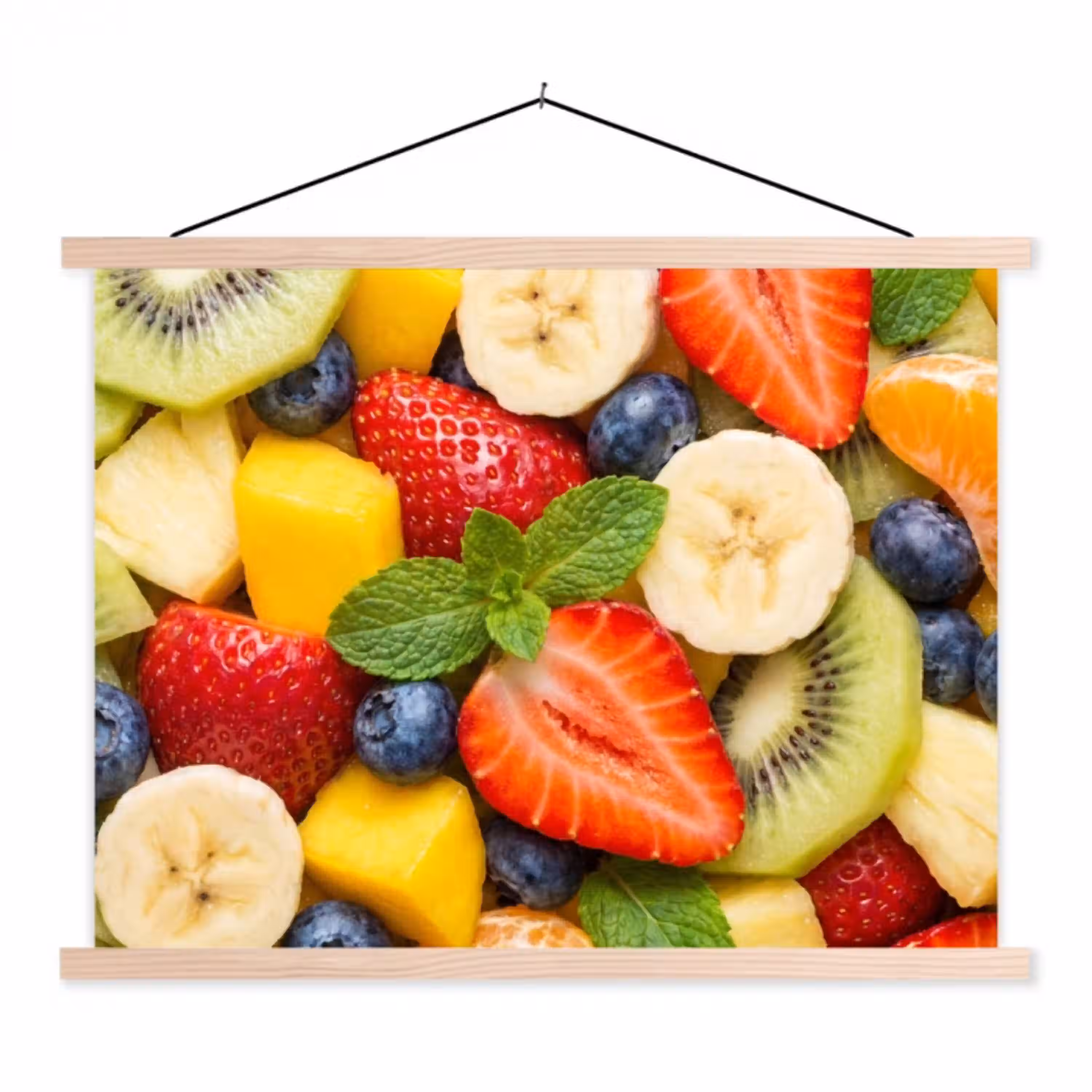 Fruit - Plakjes - Eten - Kleurrijk textielposter latten blank klein -3d