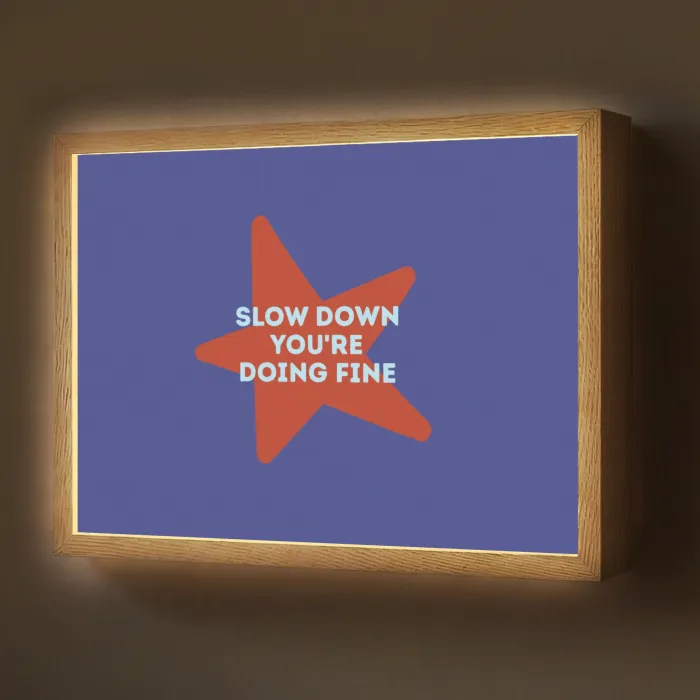 Slow down you're doing fine - Ster - Blauw Light Box met batterij (Wandlamp) middel -z3d_website
