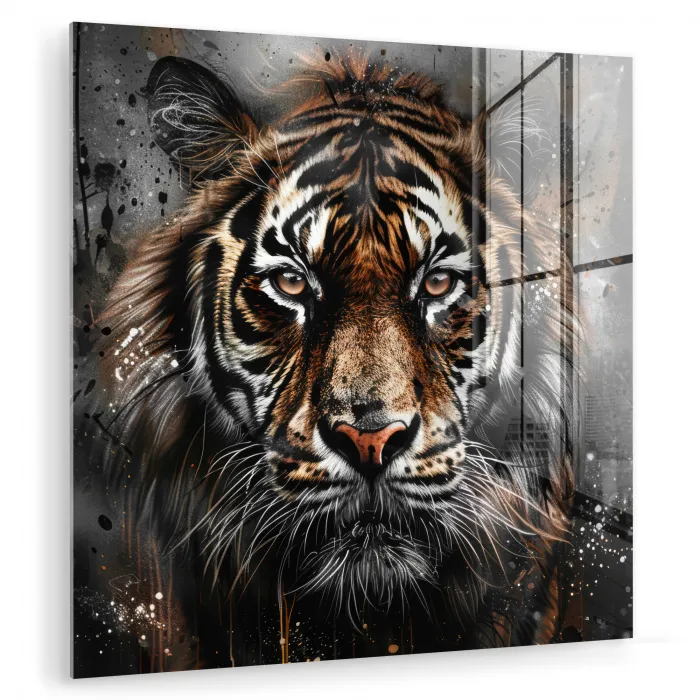 Tijger - Dieren - Portret - Luxe - Zwart plexiglas 5mm klein -zzzproduct_nieuw