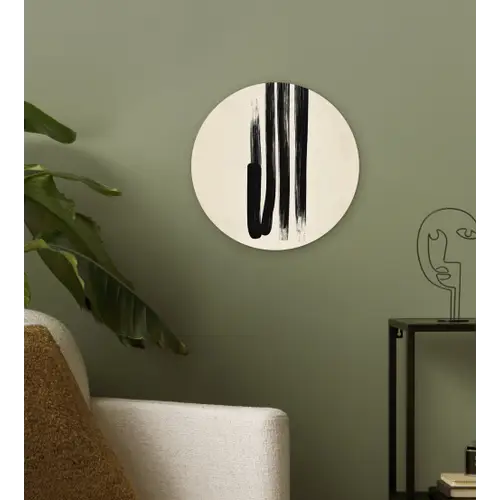 Penseelstreken - Verticaal - Zwart Wandcirkel kunststof plaat 5mm dik klein -sfeer3
