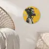 Vintage - Street art - Meisje - Masker - Geel - Banksy Wandcirkel kunststof plaat 5mm dik klein -sfeer5