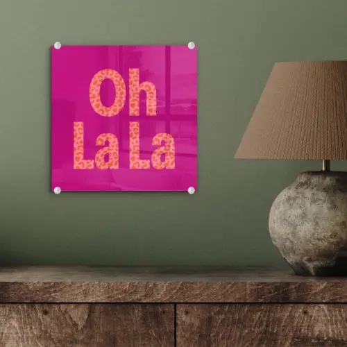 Oh la la - Luipaardprint - Roze plexiglas 5mm klein -sfeer3