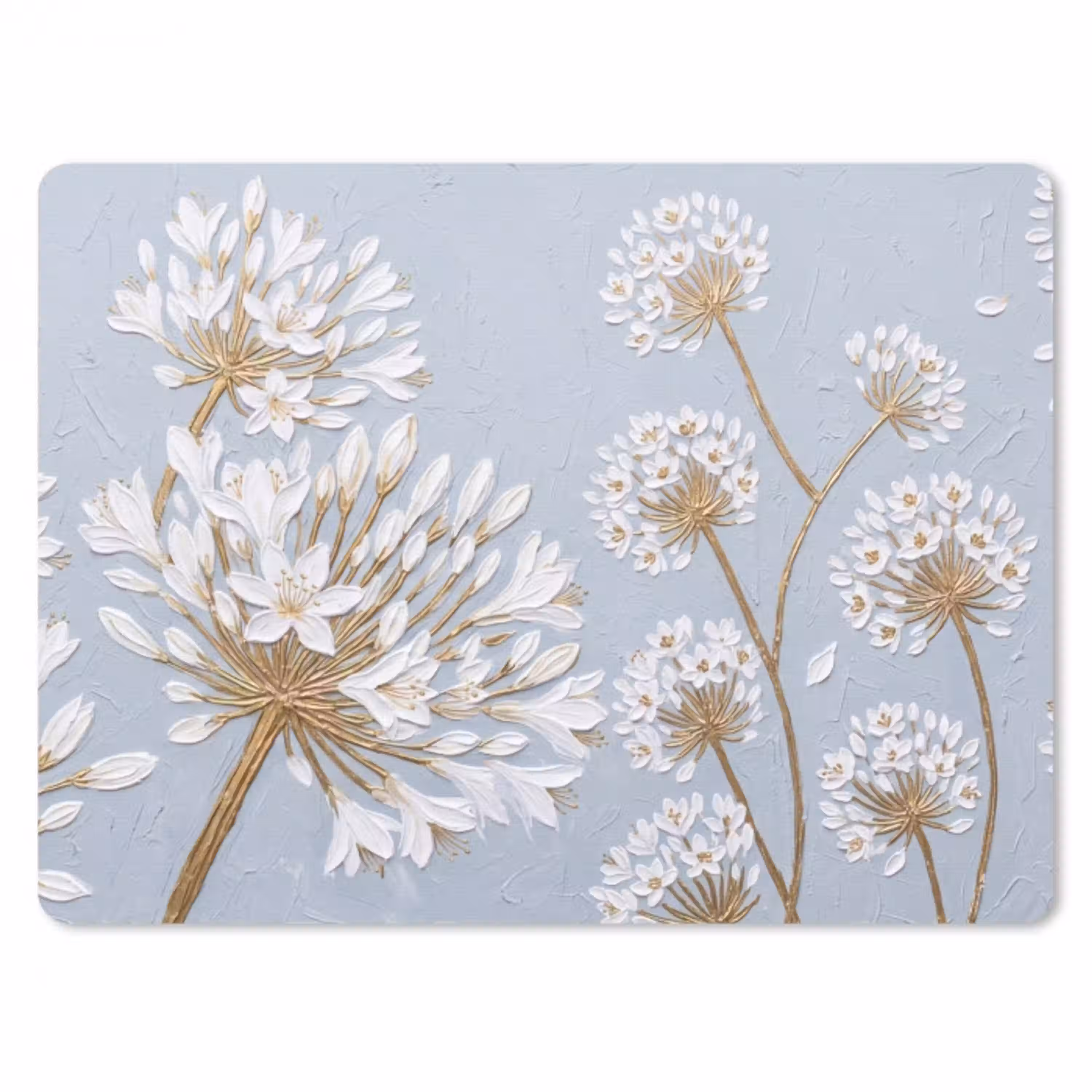 Illustratie - Bloemen - Blauw muismat rubber klein -3d