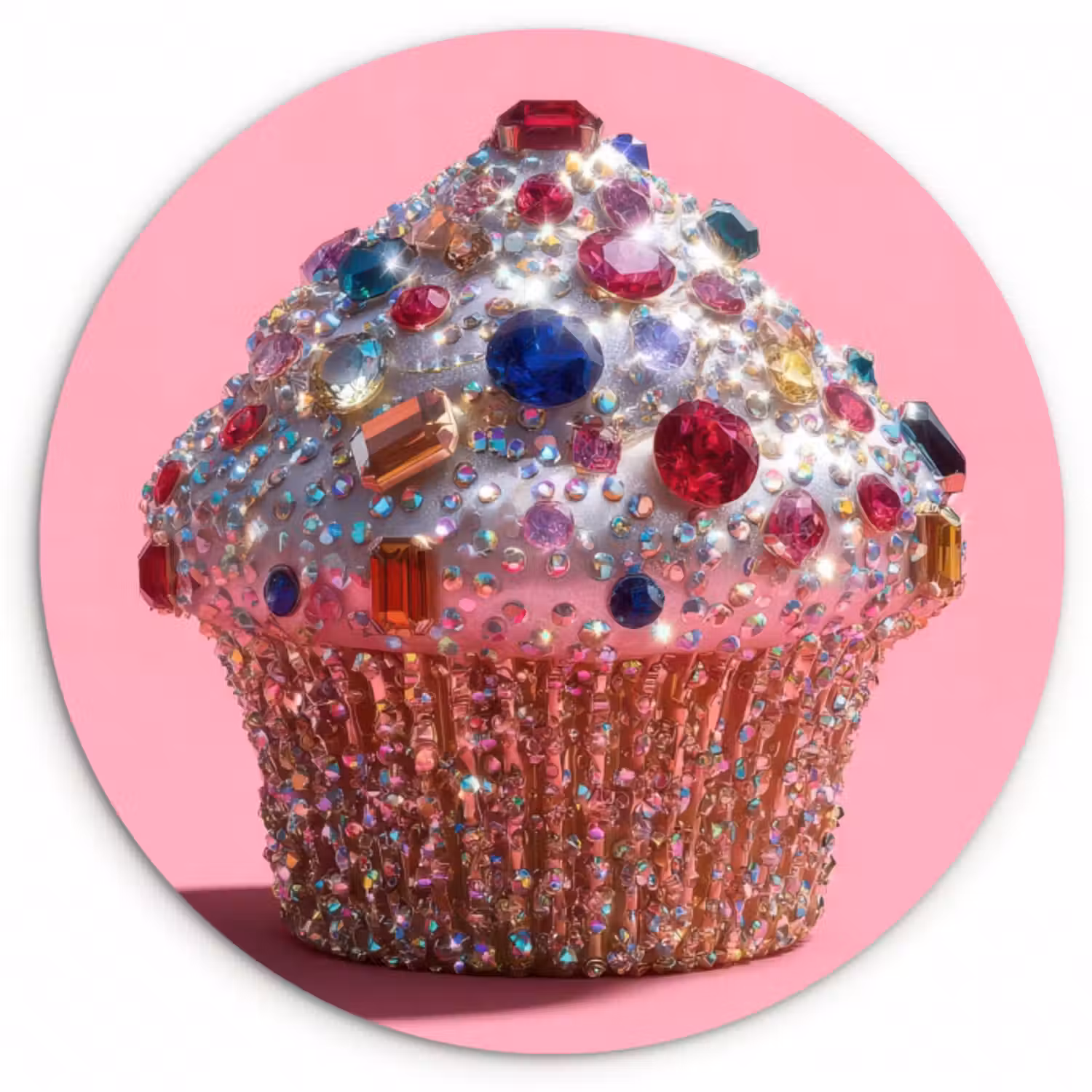 Glasbild Rund - Cupcake - Bunt - Edelsteine