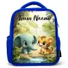 Olifant - Tijger - Bos - Jungle Kinderrugzak - Blauw middel -3d
