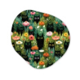 Katten - Bloemen - Kleurrijk Wandcirkel Organisch Aluminium middel 851 -3d