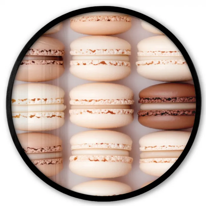 Macarons - Beige - Bruin Fotolijst rond zonder passe partout klein -3d