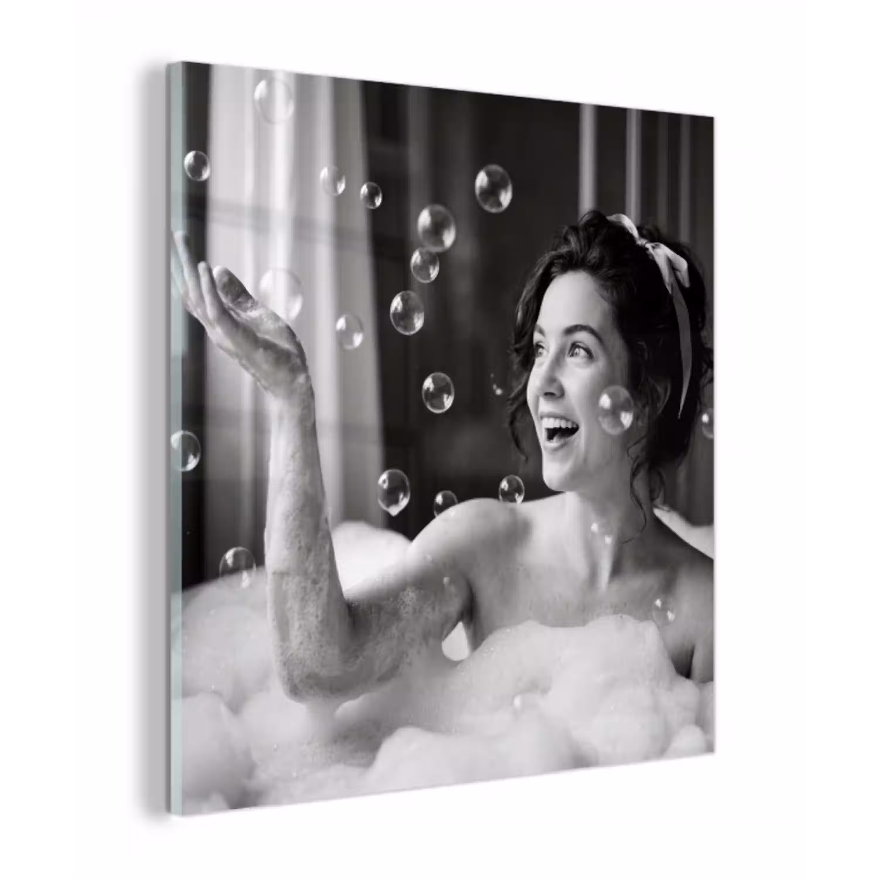 Bad - Bubbels - Zwart - Wit plexiglas 5mm klein -z3d