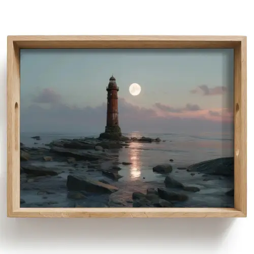 Vuurtoren - Stenen - Water - Maan Dienblad Rechthoek middel -z3d_shopping