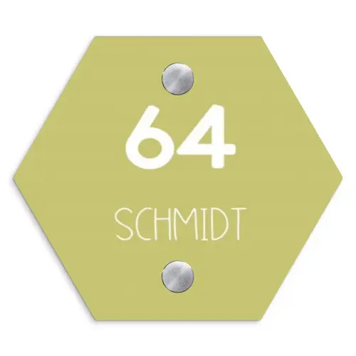 Lichtgroen - Modern Naambord Hexagon klein -3d