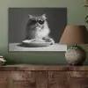 Langharige kat - Zonnebril - Spaghetti - Humor - Zwart - wit PET vilt klein -sfeer2