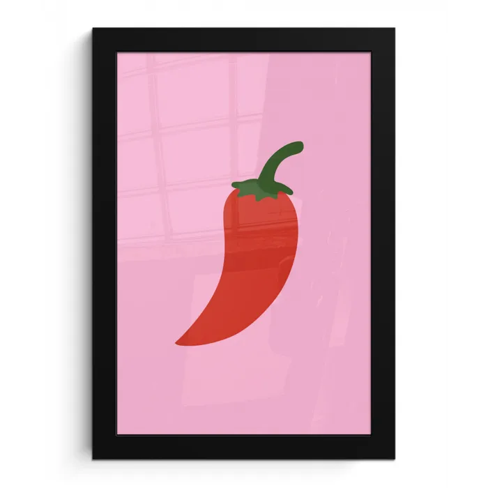 Peper - Rood - Illustratie fotolijst zwart zonder passe partout klein -3d
