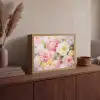 Bloemen - Roze - Botanisch - Kunst - Acrylverf Light Box met batterij (Wandlamp) middel -sfeer2