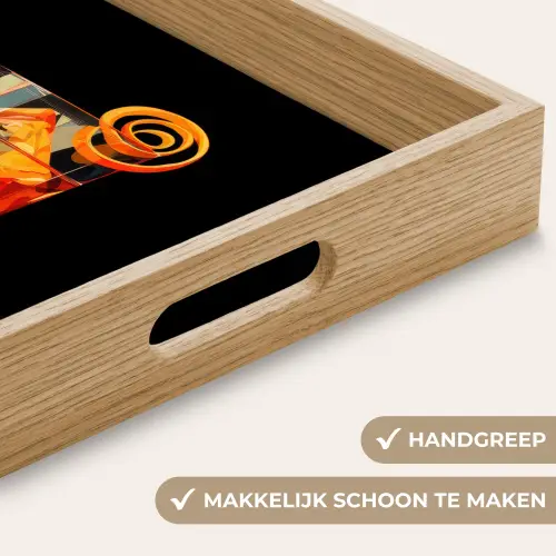 Glas - Ijsblokjes - Drinken - Bruin Dienblad Rechthoek middel -USP_HandgreepNL