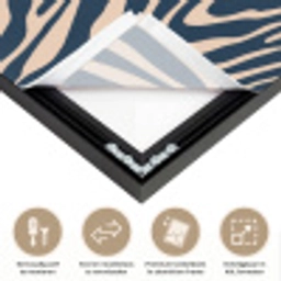 Zebra - Patroon - Blauw - Beige Textielframe zwart klein 947 -USP_closeupNL