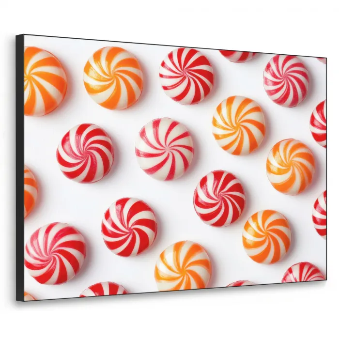 Snoep - Patroon - Rood - Oranje Textielframe zwart klein -3d