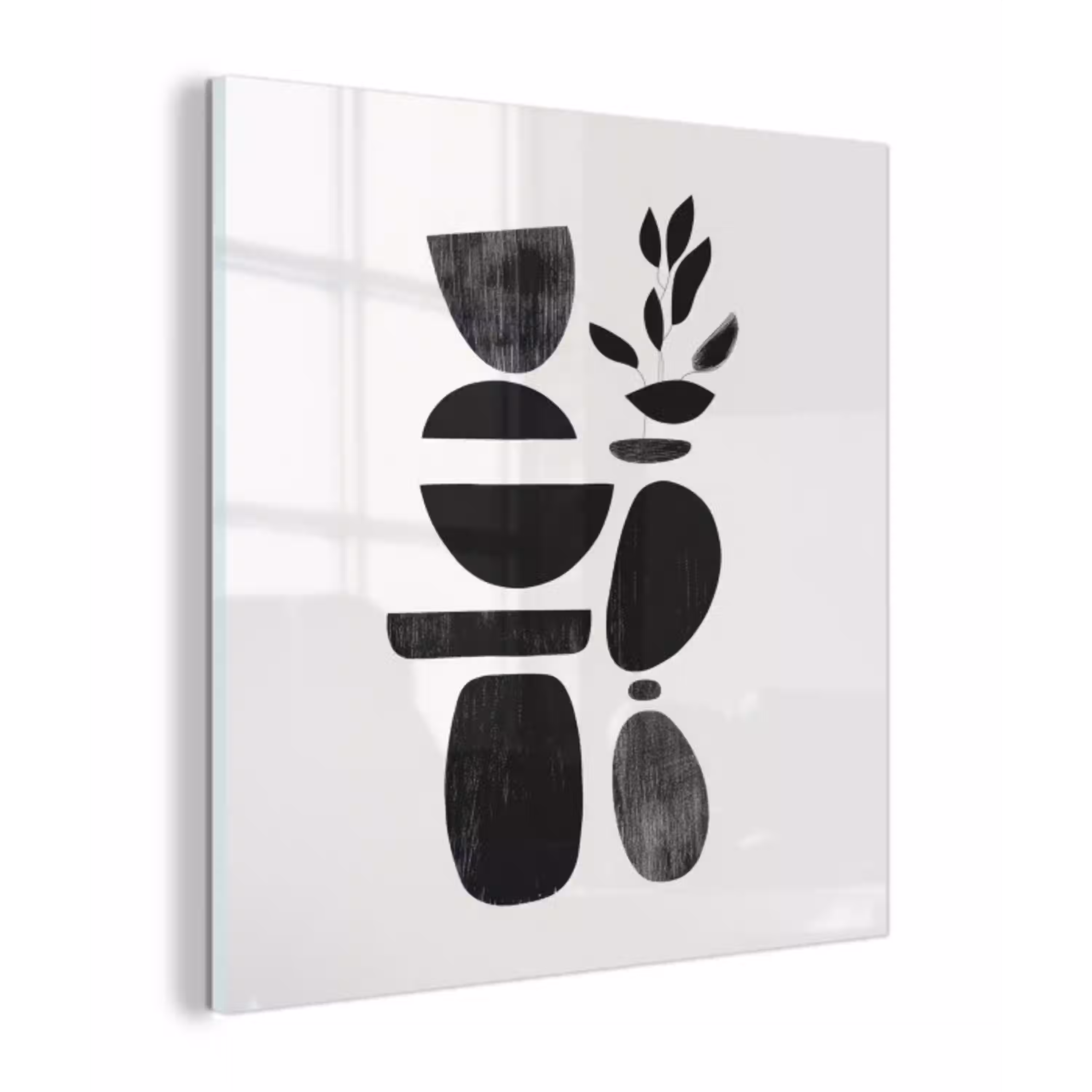Japandi - Zwart - Abstract plexiglas 5mm klein -z3d